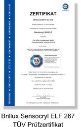 Brillux Sensocryl ELF 267 TÜV Prüfzertifikat