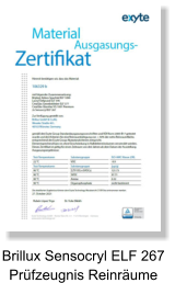Brillux Sensocryl ELF 267 Prüfzeugnis Reinräume
