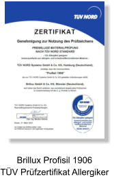 Brillux Profisil 1906  TÜV Prüfzertifikat Allergiker